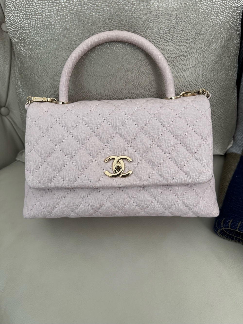 21A Chanel Coco Handle Bag in Lilac with Champagne Hardware
